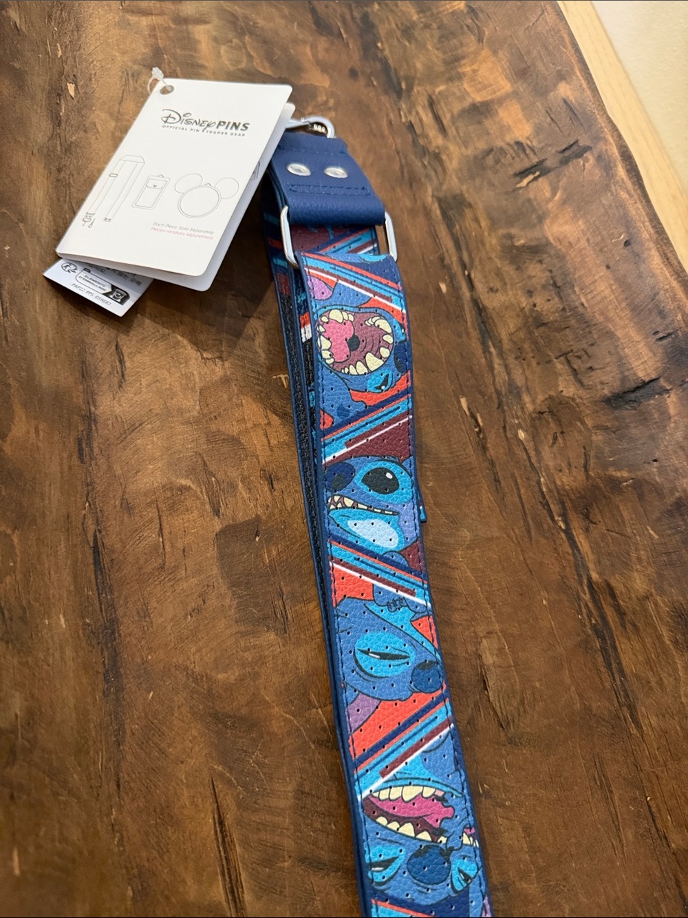 Disney Blue Stitch Pin Lanyard with Red & Purple Accents